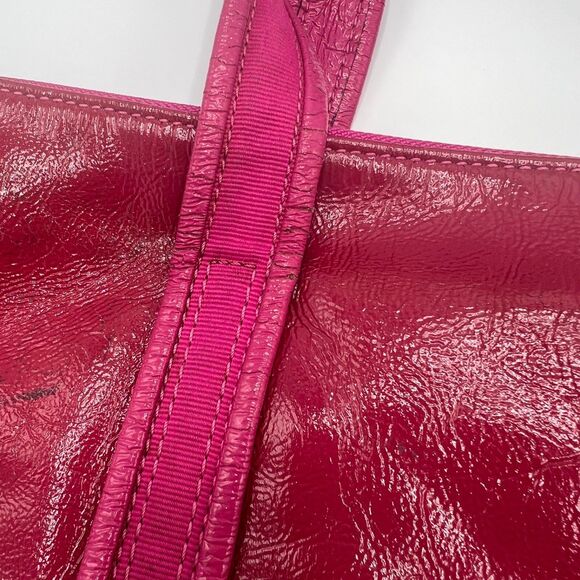 Coach Poppy Patent Leather Glam Tote Shoulder Bag Silver/Fuchsia Pink No 13836 - Picture 14 of 16